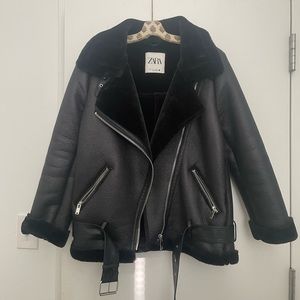 Oversized Zara double lined Leather Jacket